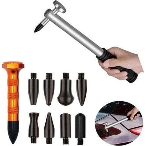 Lot de 10 outils de débosselage sans peinture pour carrosserie de voiture en aluminium avec tête de débosselage (1/5)