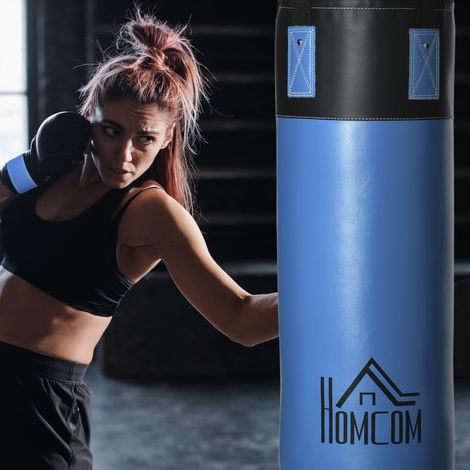 Bleu - Ensemble complet suspendu avec gants et crochets, sac de boxe et kickboxing à 3 couches de 102 cm avec sac de transport pour adultes