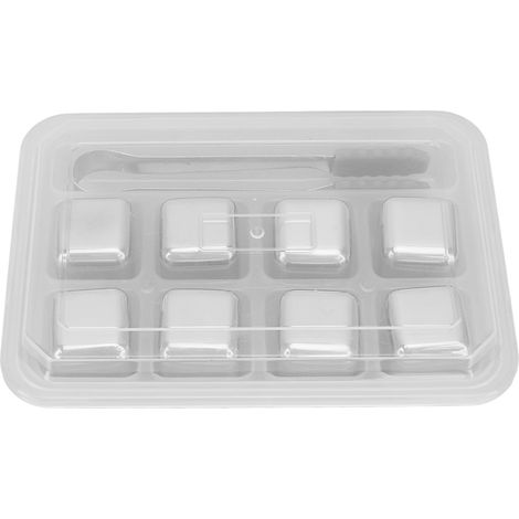 Eiswürfel aus Edelstahl, hochglanzpoliert mit Clip, wiederverwendbar für Whisky und andere Getränke (1/5)