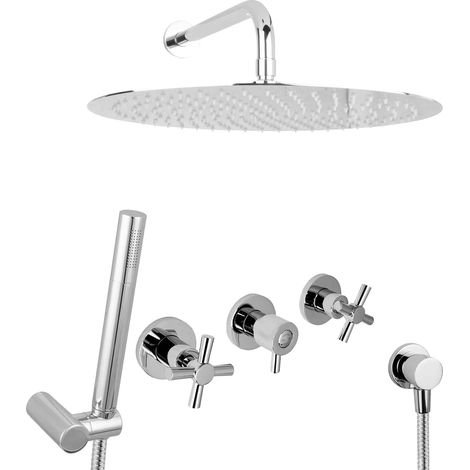 PaulGurkes Douche Pluie Ensemble de Douche Système Encastré 40 cm Douche Pluie Laiton
