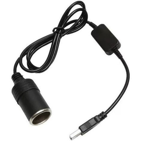 5V-Stecker auf 12V-Buchse USB-A-Adapter für Zigarettenanzünder – für Dashcam, DVR, GPS (unter 10 W) – 100 cm