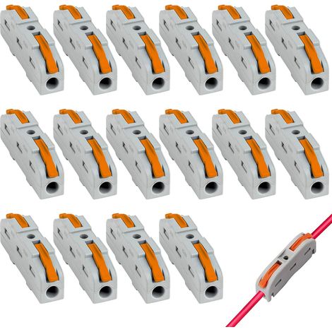 Connecteur Électrique,Domino Electrique,Connecteur Électrique Rapide,Domino Electrique Etanche,Bornes Connexion Automatique,Rapide Connecteur Fil de Câble,Connecteurs Électriques Compact,16PCS (1/5)