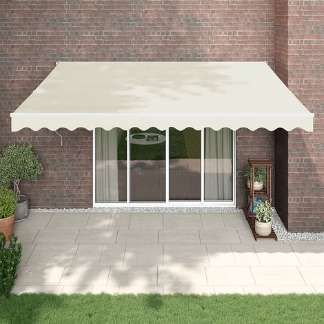 Auvent rétractable, Store Banne, Marquise Brise-soleil crème 4x3 m tissu et aluminium LKOWF80152 (1/5)