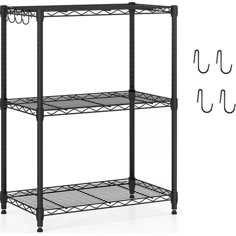 COSTWAY Étagère de Rangement à 3 Niveaux, Étagères Réglables Robuste avec Grille en Fil en Forme de V, Meuble de Rangement pour Cuisine, Garage, Salon (M 3 Niveaux)