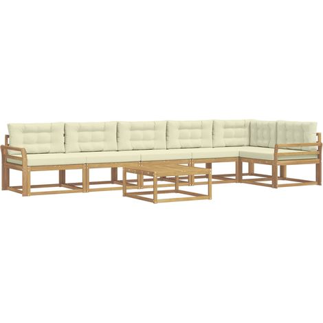 Outdoor-Sofagarnitur 7 pcs Weiß und Creme 79 x 79 x 37 cm vidaXL (1/5)