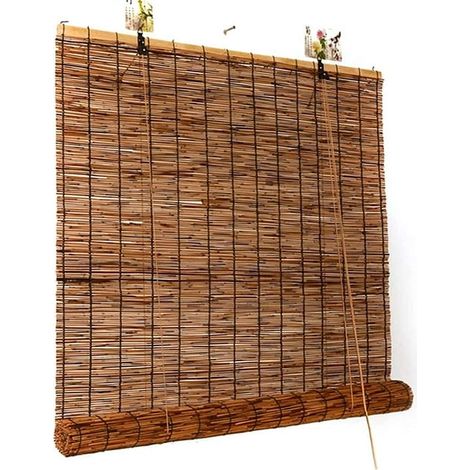 Store bambou store enrouleur occultant rétro, rideau décoratif pare-soleil calorifuge 100x200cm, sans mécanisme de levage (1/5)