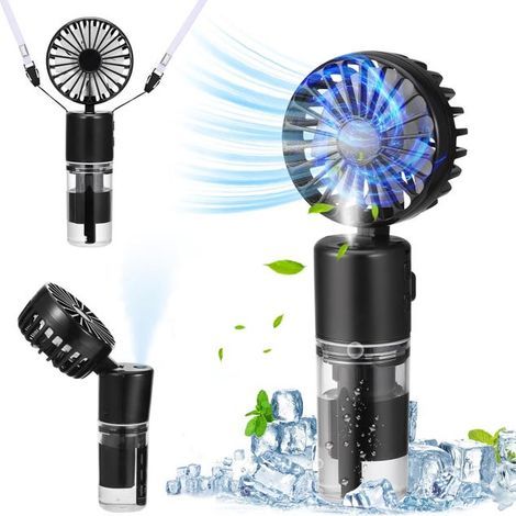 Mini ventilateur portable, ventilateur tour de cou, ventilateur pliable silencieux, adapté à une utilisation en extérieur, noir. (1/5)