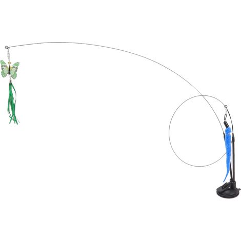 Baguette à ventouse en forme de plume pour chat, double extrémité amovible, fil d'acier, jouet interactif pour chats d'intérieur, pour les espèces Green Scalewing et Blue Catpillar. (1/5)