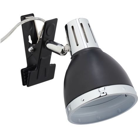 Faretti con clip regolabili per letto e scrivania 15 x 10 x 10 cm illuminazione mirata design moderno in plastica nera 130008553