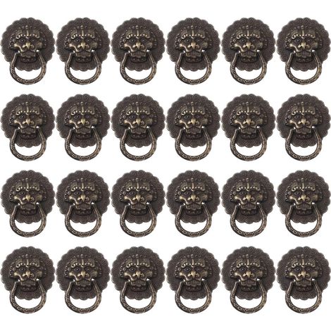 Poignée Tête de Lion Vintage en Alliage de Zinc, Lot de 24, pour Meuble et Porte, Décoration Antique pour Boîte à Vin (1/5)