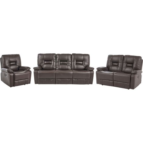 Sofa Set manuell verstellbar 6-Sitzer BERGEN Kunstleder Braun (1/5)