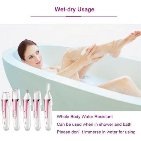 5 en 1 Électrique Hair Remover Trimmer Femmes Rasoir Sourcils/Corps/Nez/Oreille Dame Cheveux Remover Razor (1/4)