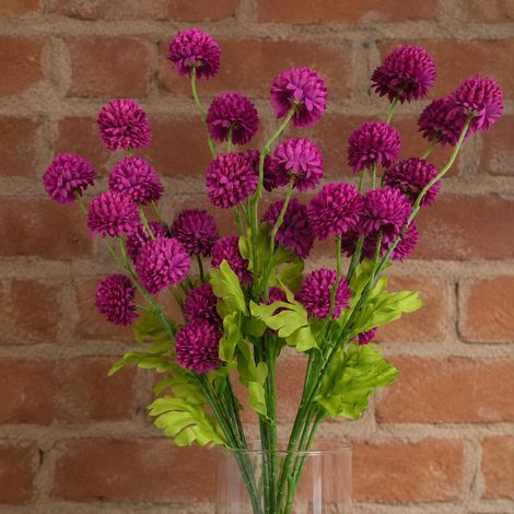 Pack of 6 x 50cm Dahlia Pompom Pink Artificial Stem - Premium Quality (1/5)