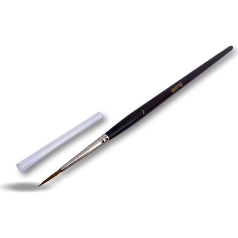 Pinceau rond aquarelle martre Kolinsky pure Virole laiton nickelé - Quantité x 1 - Court rouge n° 2 (1/5)