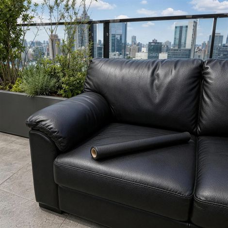 Ensemble de cinq pièces - (Noir, 45X150cm) Patchs de réparation auto-adhésifs en cuir PU, pour réparer les trous et les fissures, imperméables et résistants aux rayures. (1/5)