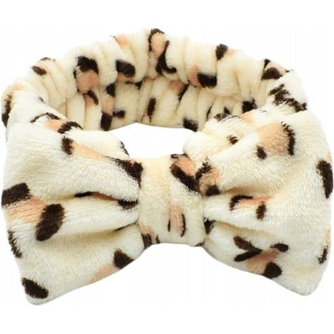 Diadema cosmética Ecarla con lazo, 19,5 x 8 cm, estampado de leopardo OPK18PAN