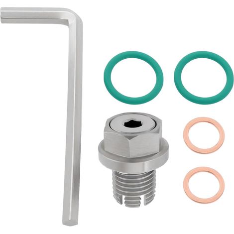 1 bouchon de vidange d'huile auto-adhésif en acier inoxydable - Kit de réparation de filetage pour carter d'huile - Convient à la plupart des motos, voitures ou bateaux (M14,1-1,5 mm) (1/5)