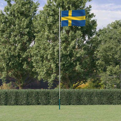 vidaXL Mástil y bandera de Suecia aluminio 6,08 m (1/5)