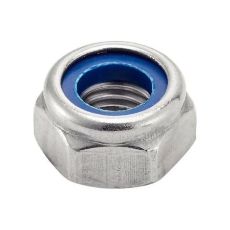 ecrou Freine Autobloquant Inox A2 M6 avec Anneau Polyamide - Nylstop Anti-Vibration - Norme DIN 985