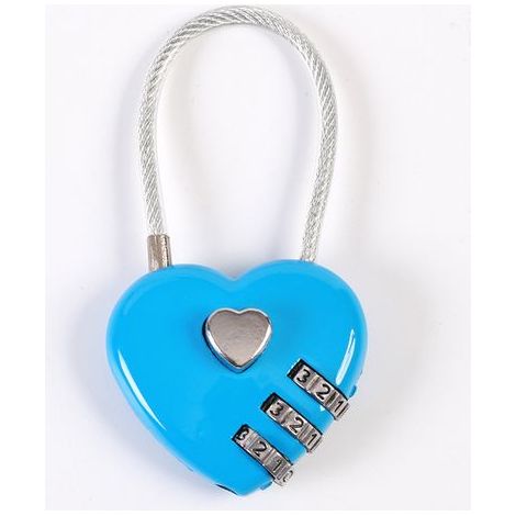 Par de candados de combinación de 3 dígitos con forma de corazón para equipaje, candado de combinación, candados de seguridad para maletas, mochilas, joyeros, taquillas (azul) (1/5)