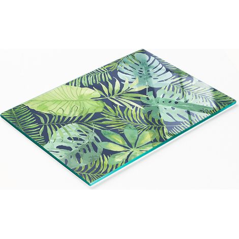 Tableau en verre élégant et résistant avec motif de feuilles tropicales 80x52 cm (1/5)