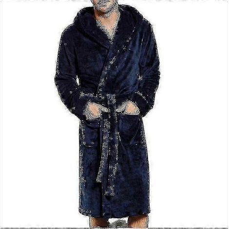 Snuggaroo Mens Soft Fleece Long Sleeve Hooded Lounge Bath Robe Dressing Gown (1/3)