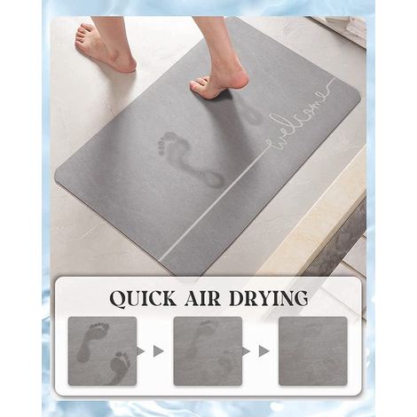 Ultra-absorbierende Badematte, 40 x 60 cm, geeignet für Badezimmer, Badematte aus Memory-Schaum, Duschmatte, rutschfest, Mikrofaser (grau)