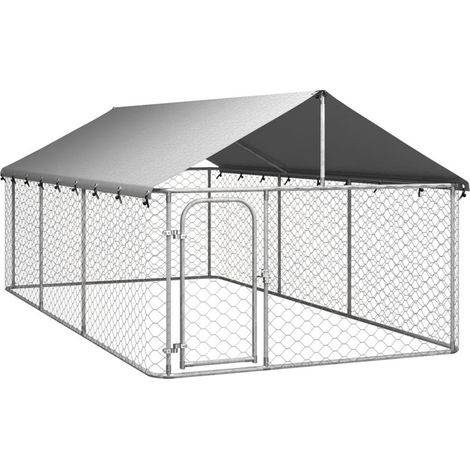 Chenil extérieur avec toit pour chiens 400x200x150 cm – Acier galvanisé résistant aux intempéries – Système de verrouillage sécurisé – Fimei (1/5)