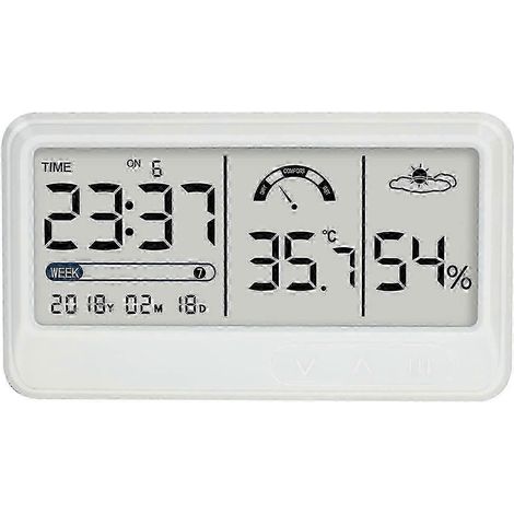Indicateur électronique de température et d'humidité avec affichage LCD de l'heure et de la date pour une mesure précise des conditions environnementales (1/5)