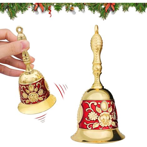 Rote und goldene Weihnachtsglocke – Glocke für den Gebrauch, Meditation, Tierfütterung, Dekoration