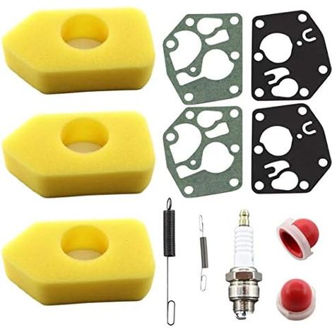 VURAHOME - Lot de 3 filtres à air pour Briggs & Stratton 698369 4216 5086K 5088 5088H 5099 3,5-4,5 CV Classic Sprint Quattro avec membrane 495770 Primer Bulb 694394 Ressort régulateur 691859 (1/5)