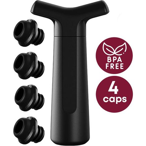 Pompe à vide et bouchon de vin – Avec 4 bouchons sous vide – Minuterie intégrée – Conservation du vin (1/5)