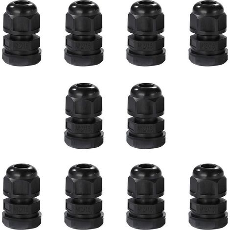 Packung mit 10 wasserdichten IP68 M12-Kabelverschraubungen, wasserdichte Nylon-Kabelverbinder mit Sicherungsmutter und Unterlegscheibe für Kabel von 3 mm bis 6,5 mm Durchmesser. (M12)