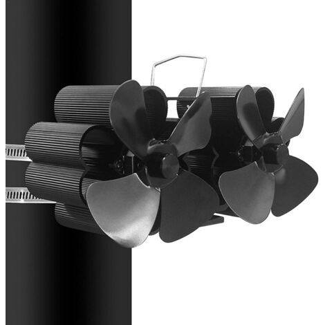 BUNTHAUS Ventilateur De Cheminée Pour Poêle À Bois À 8 Pales, Ventilateur De Poêle À Double Moteur, Ventilateur Mural/de Bureau, Ventilateur De Tuyau De Poêle À Double Tête Pour Poêle À Bois/brûleur