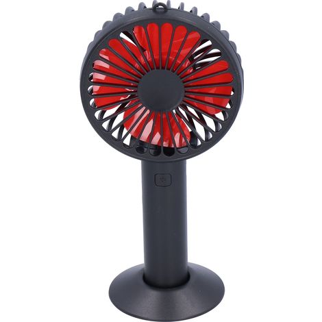 Ventilateur électrique portable à 4 pales et 3 vitesses réglables, rechargeable par USB, avec base (noir) (1/5)
