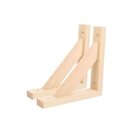 2Pcs Équerre Étagère Murale Bois Massif 15x15 - Support Triangulaire Fixation Rangement - Console Flottante Personnalisable pour Planche - Aménagement Décoratif Salon Cuisine (1/5)
