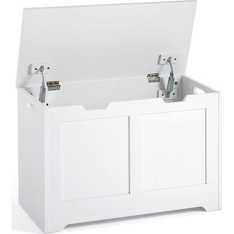 Mondeer Panca Portaoggetti con Coperchio, MDF, Bianco, 72 x 36 x 48 cm (1/4)
