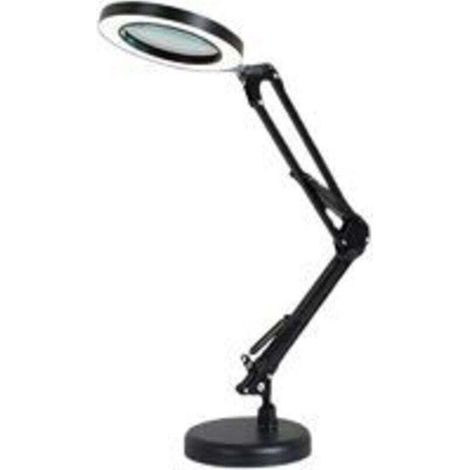 Lampe de loupe LED 5X réglable avec bras articulé, lentille en verre haute précision, idéale pour la réparation électronique, le bricolage, la lecture, la couture et les travaux manuels – Noir (1/4)