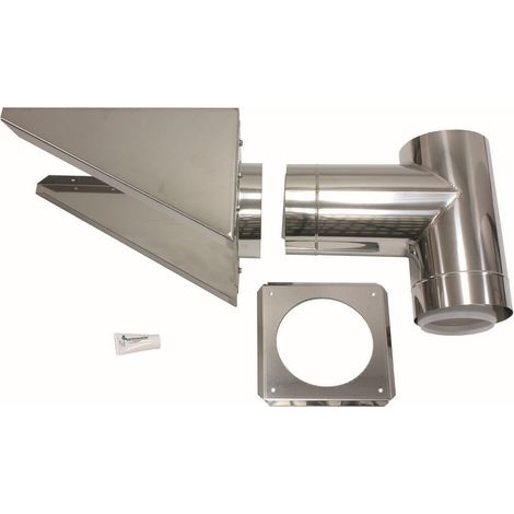 Vaillant Raccordement mural extérieur DN 225/160 Inox pour système d'évacuation Façade DN 160, 0020095573