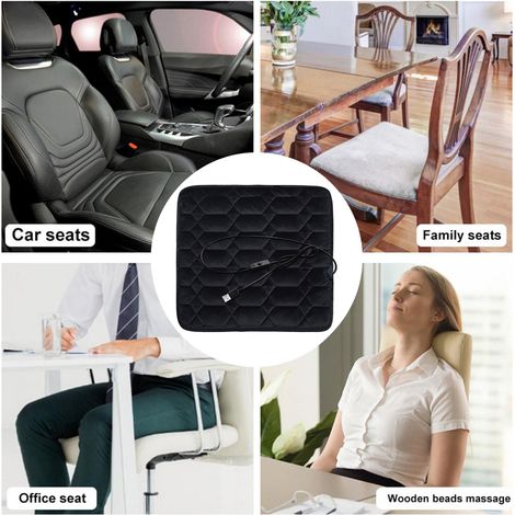 Coussin chauffant 5V pour voiture, coussin chauffant électrique antidérapant, housse chauffante pour chaise de bureau ou canapé. (1/5)