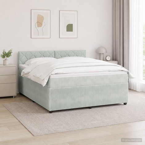 Cama box spring con colchón Gris Claro 180 x 200 cm Terciopelo (1/5)