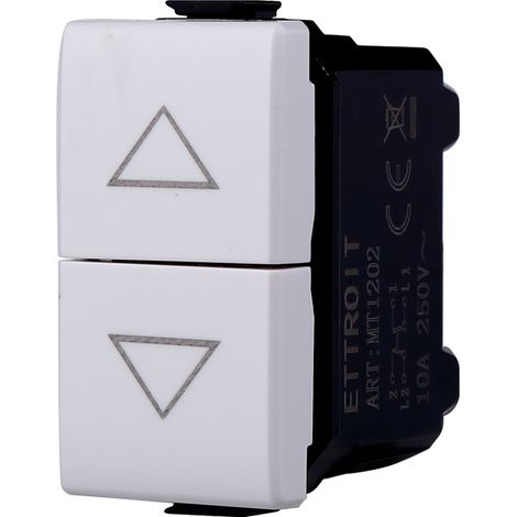 ETTROIT Bouton double 1P+1P NO pour volet roulant montée et descente compatible Bticino Matix couleur blanc MT1202