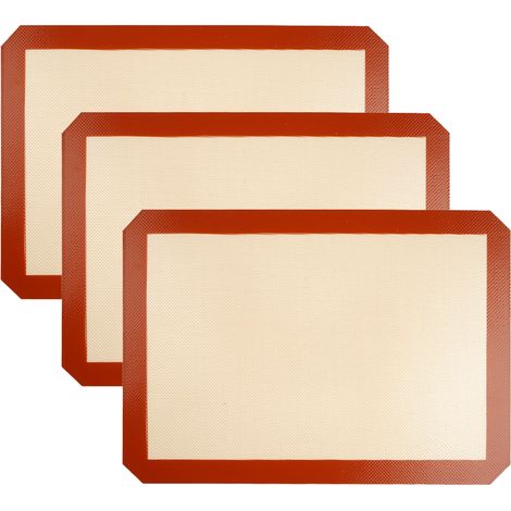 Tapis De Cuisson En Silicone - 0 7 Mm D Épaisseur - Résistant À -40 °C Et 260 °C - Pour Biscuits Macarons Pain Pâtisserie - Lot De 3 (1/5)