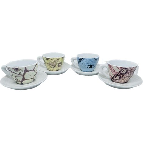 Giannini Incisioni set 4 tazze cappuccino porcellana (1/2)