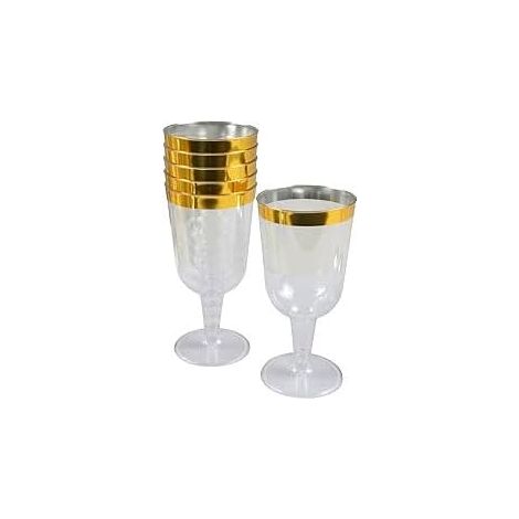 Set de 6 Verres à Vin en Plastique Réutilisable 18Cl Lisere Or