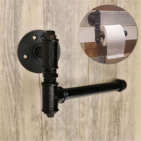 Porte-rouleaux wc pipe industrielle vintage rétro de salle de bain toilette (1/4)