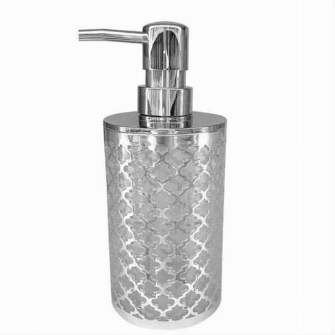 TRADE SHOP - Dispenser Sapone Liquido Accessorio Bagno Argento Stile Barocco Dosatore 59106 -