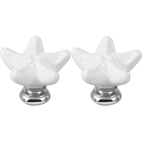 Lntyq Lot de 2 boutons de meuble en céramique en forme d'étoile de mer - Pour porte, tiroir, porte, meuble(3.43.42.4cm) (1/5)