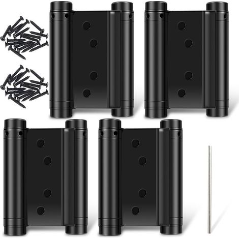 Lot de 4 charnières à ressort à double action, robustes, en acier inoxydable - Charnières de porte battante à fermeture automatique, réglables pour portes de café-bar (1/5)