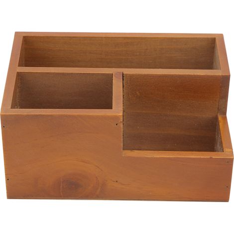 Boîte de rangement en bois à trois compartiments pour pots de fleurs succulentes, décoration pour la maison et le bureau (1/4)